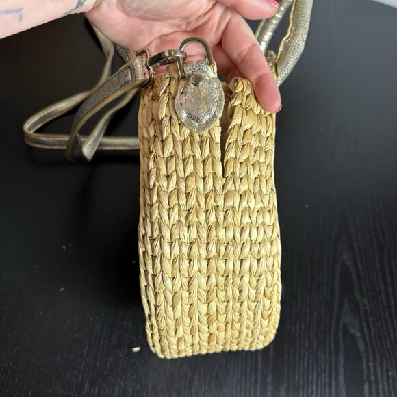 FLAWED, READ -- POOLSIDE Daisy Embroidery Maxine Straw Beach Tote Bag Purse - Picture 5 of 12